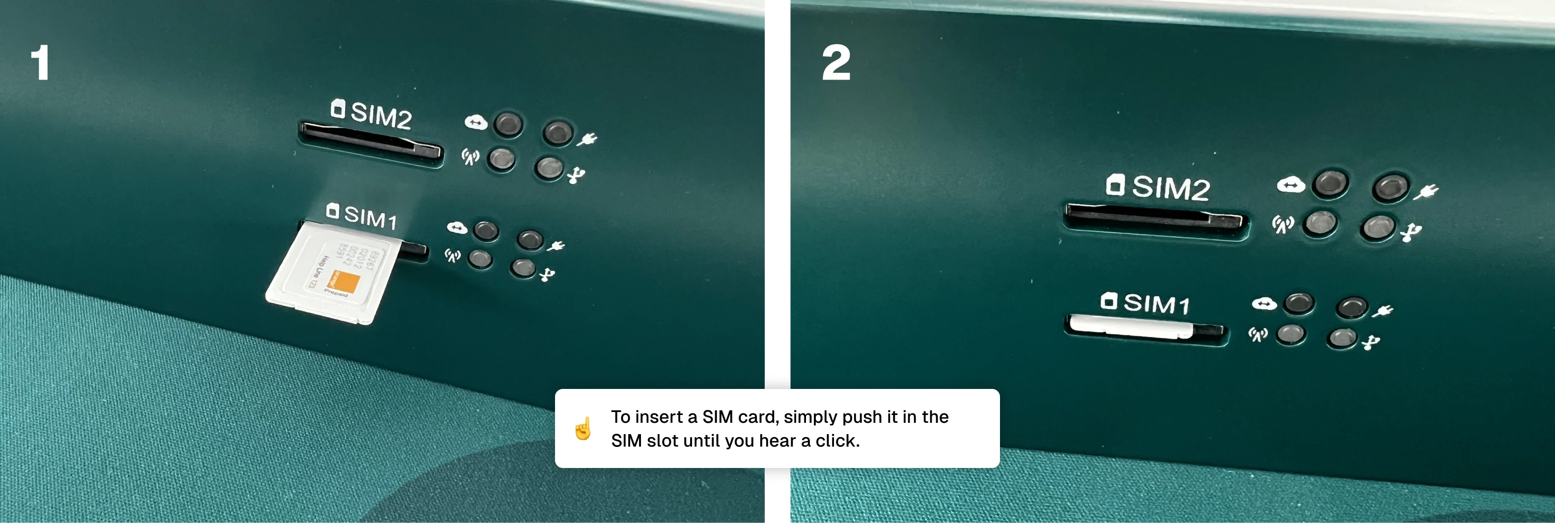 SIM card seated in its slot